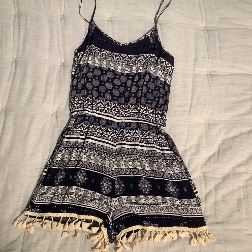 Patterned Romper with Tassel accent